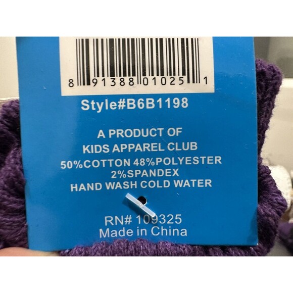 Girls fingerless glove mitten striped purple black knitted convertible flip top - Picture 3 of 3